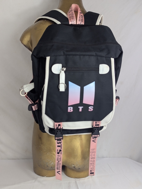 Bts Handbags - BTS Black & Pink Backpack Unisex
